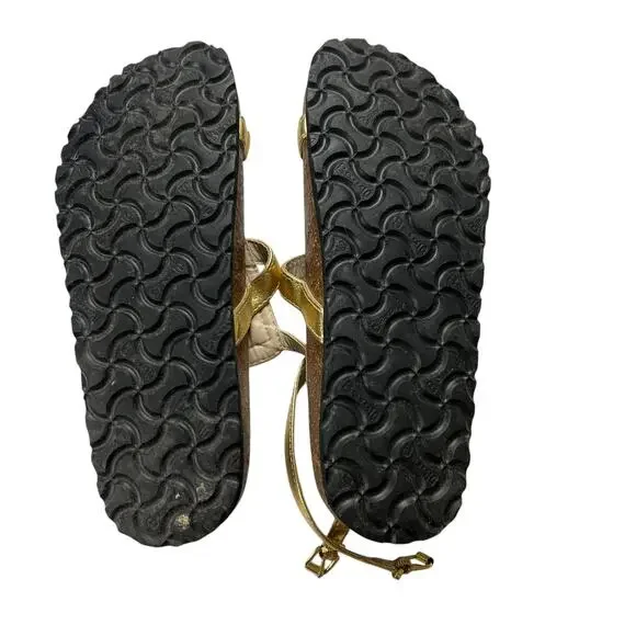 Birkenstock Betula Sandals Gold Rhinestone Leather Ankle Strap Women's 39 Shoes - Picture 9 of 10